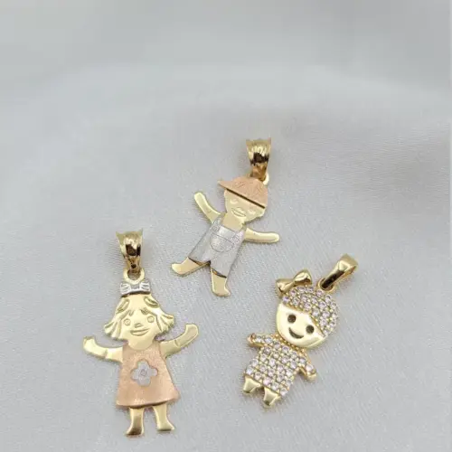 Children's 14K Solid Gold Pendants. Hat Boy, Happy Girl & Little Cute Girl For Your Loved Ones. Baby Birth Pendant! Perfect Gift!